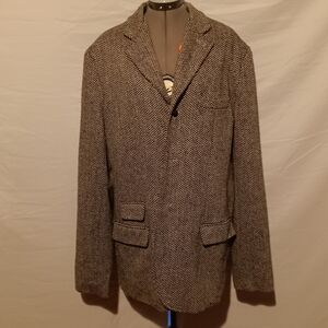 🍋Steve & Barry’s The Wooly Mammoth Black/White Herringbone Suit Jacket  Size XL